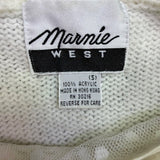 Marnie West Womens Ivory Yoke Long Sleeve Sweater Small Made In Hong Kong
