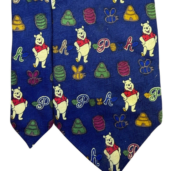 Disney Mens Blue Winnie The Pooh Patterned Necktie By Exquisite Apparel