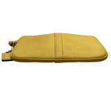 Coach Women’s Yellow Leather With Strap & Tag Wristlet Pouch Handbag Size S
