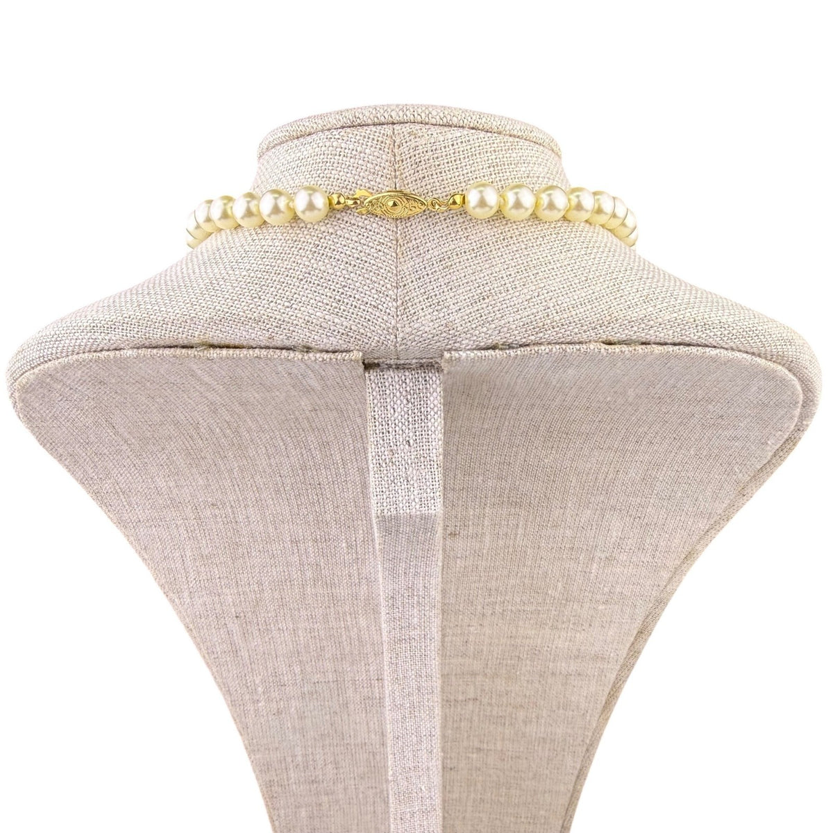 Vintage Roman Faux Pearl & Rhinestone Gold Tone Necklace & Clip-On Earrings Set