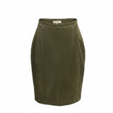 Casual Corner Womens Olive Green Leather Pencil Skirt Size 6 Fitted Waist