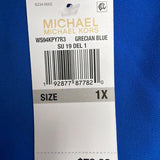 Michael Kors Womens Blue Short Sleeve Layered Hem Top Size 1X
