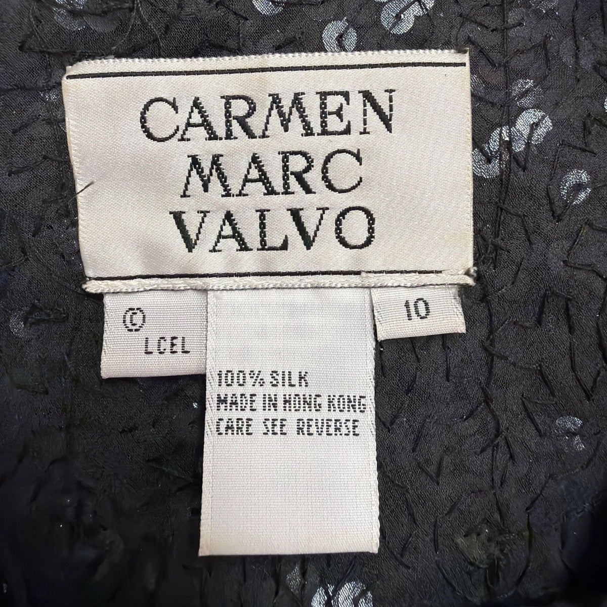 Carmen Marc Valvo Womens Black Silk Sequin Sleeveless Dress Size 10