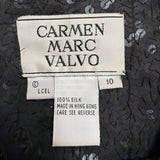Carmen Marc Valvo Womens Black Silk Sequin Sleeveless Dress Size 10