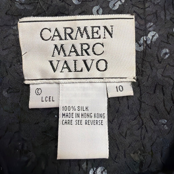 Carmen Marc Valvo Womens Black Silk Sequin Sleeveless Dress Size 10
