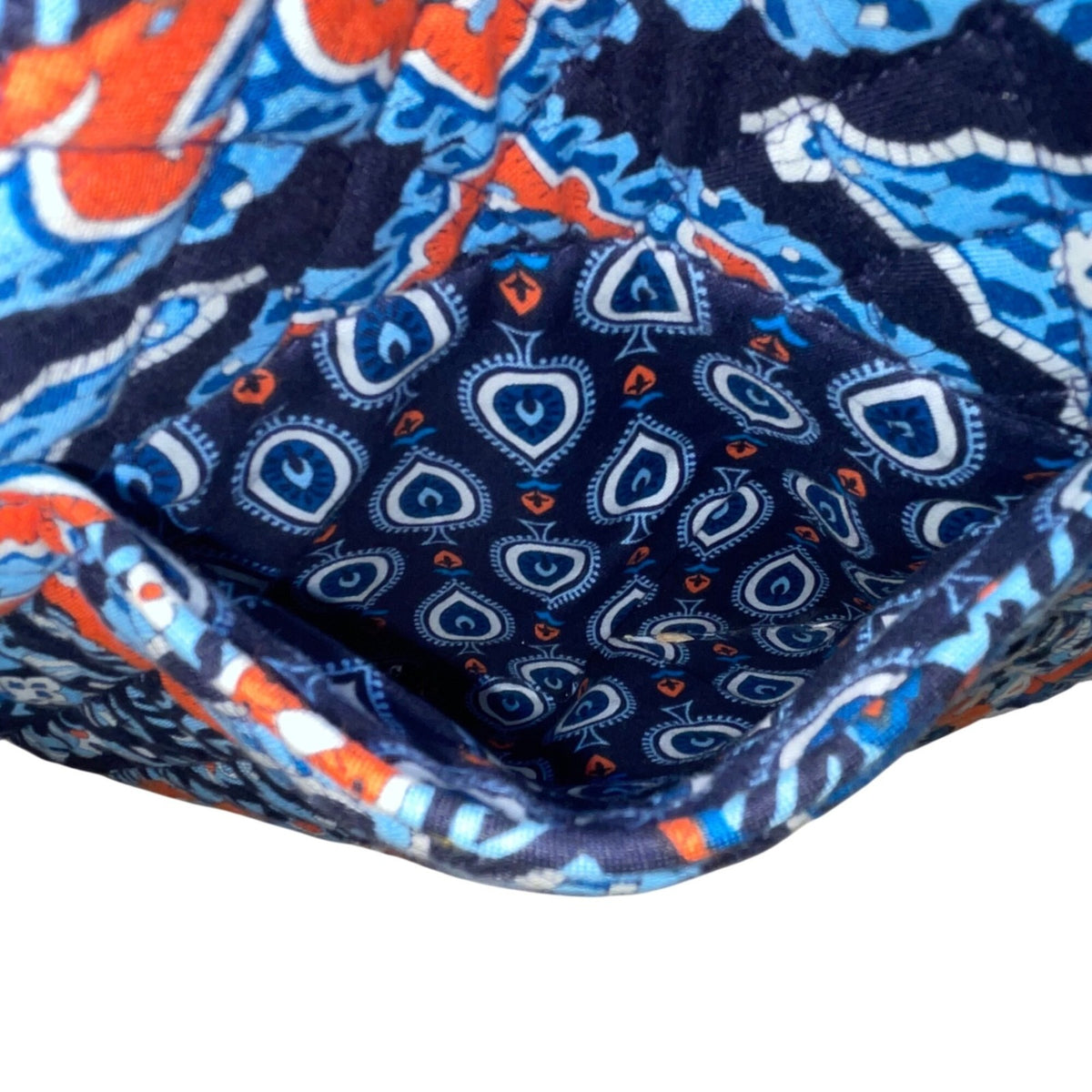Vera Bradley Womens Blue Paisley Quilted Adjustable Strap Zippered Crossbody Bag