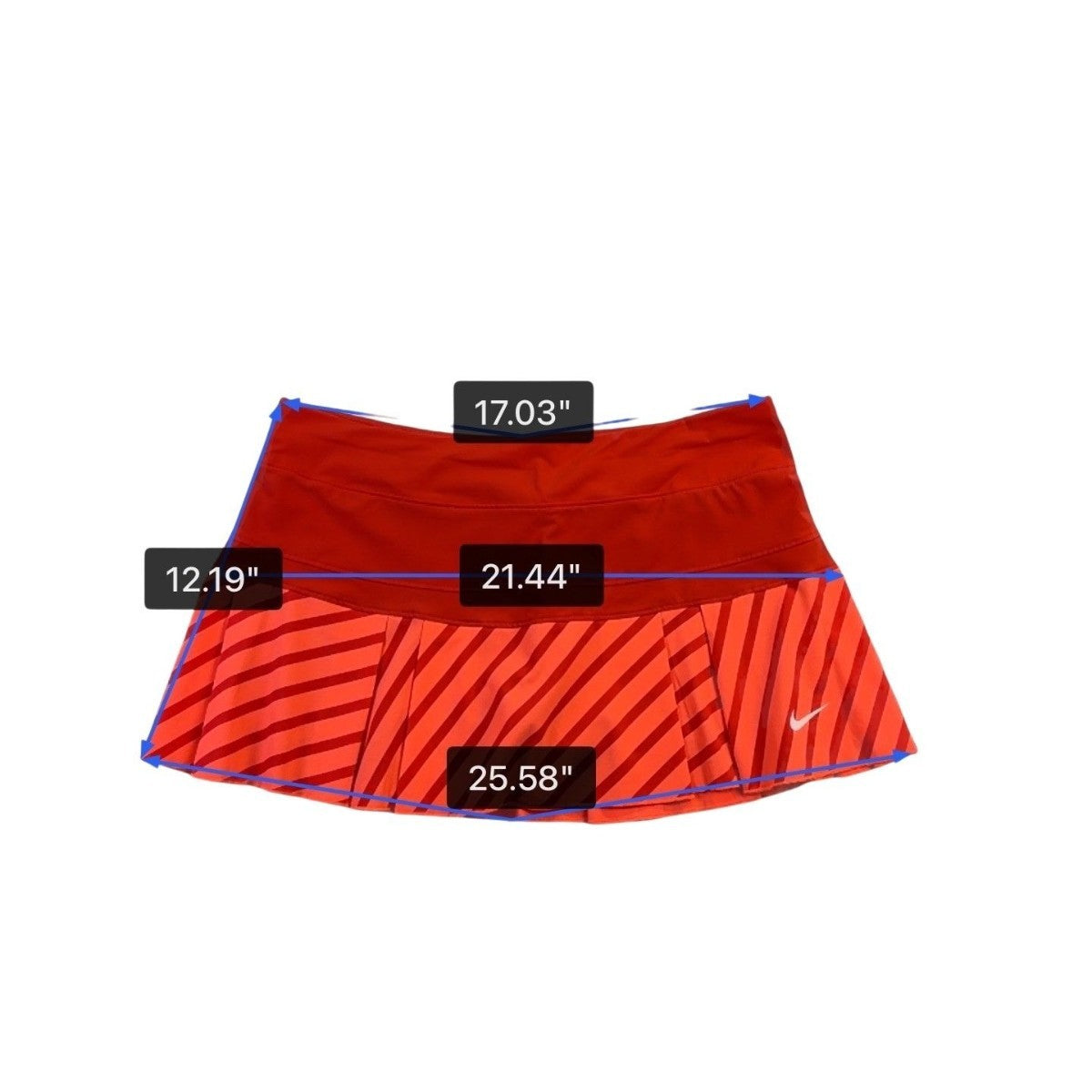 Nike Womens Red Dri-Fit Polyester Striped Athletic Skirt Sporty Fit Size Large