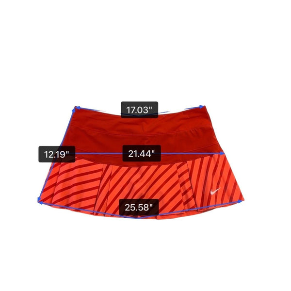 Nike Womens Red Dri-Fit Polyester Striped Athletic Skirt Sporty Fit Size Large