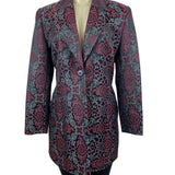 Classiques Entier Women's Black and Burgundy Floral Blazer Size 8 (EUR 38)