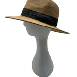 Furtalk Wide Brim Straw Sun Hat With Black Ribbon Band Sz L