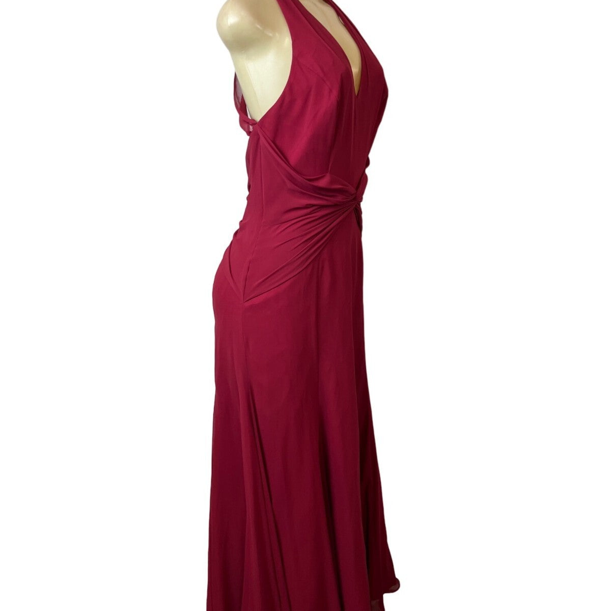 Bill Levkoff Red Cranberry Long Haltered Womens Dress Sz 10 - New