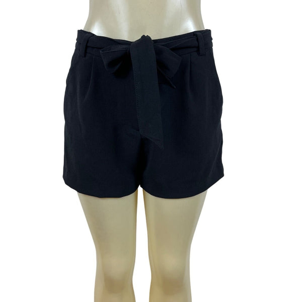 Loft Womens Black High-Waist Tie Belt Shorts Size 2