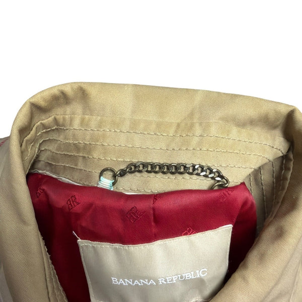 Banana Republic Womens Beige Cotton Double-Breasted Trench Coat Size M