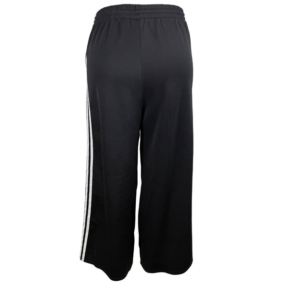 Adidas Mens Black Track Pants White Striped Casual Elastic Waist Zippered Sz M
