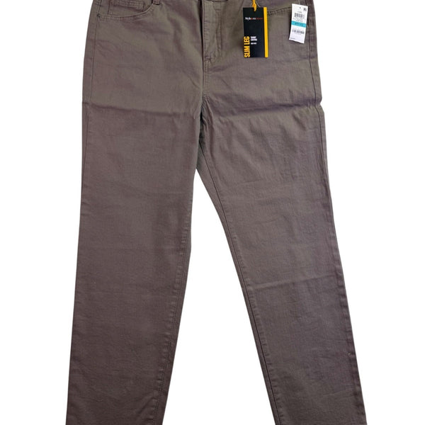 Style & Co Women Brown Slim Leg Pants High Rise Tummy Control 16P