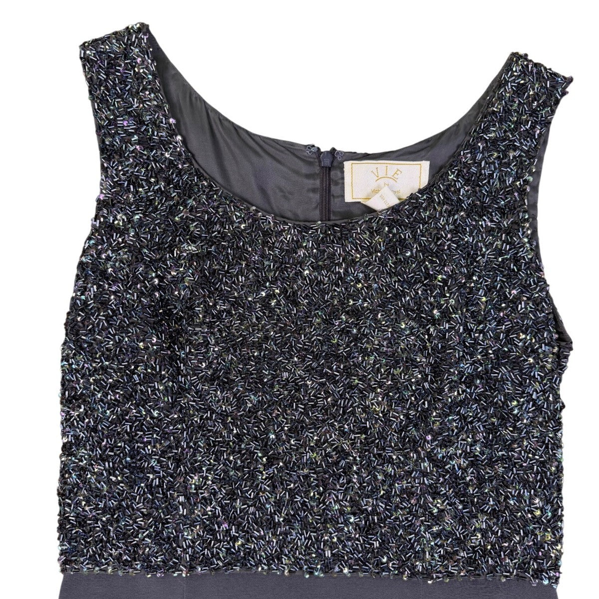 Vie By Victoria Royal Womens Gray Sequin Top & Blazer Formal Dress Set Sz 8