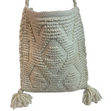 Handcrafted Women's Ivory Crochet Wool Crossbody and Shoulder Bag Sz M