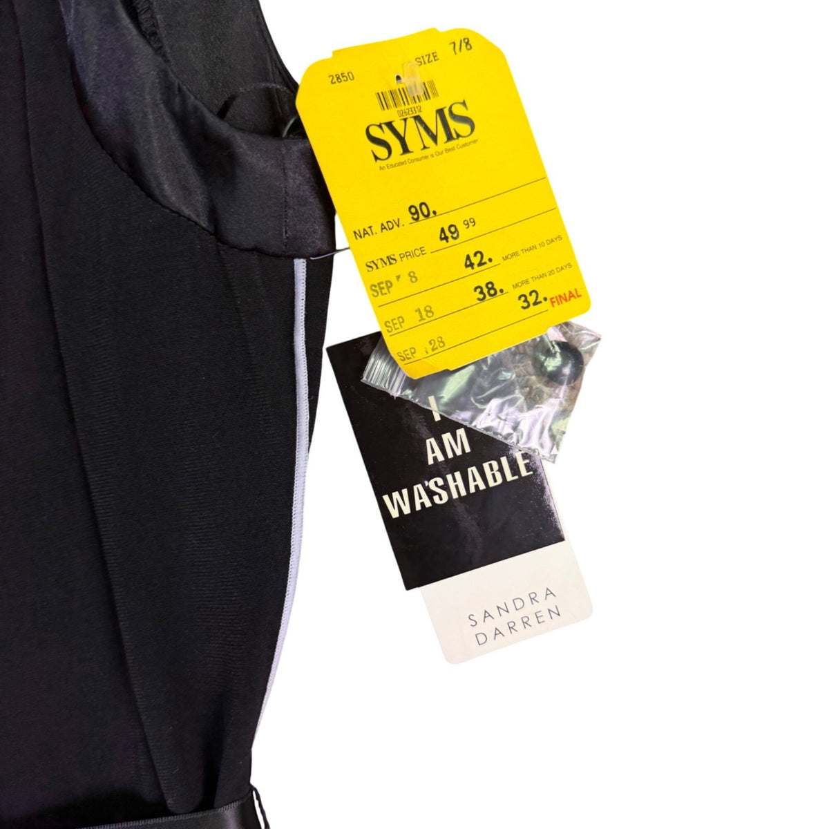 Sandra Darren Womens Black Polyester Belted A-Line Dress Size 8
