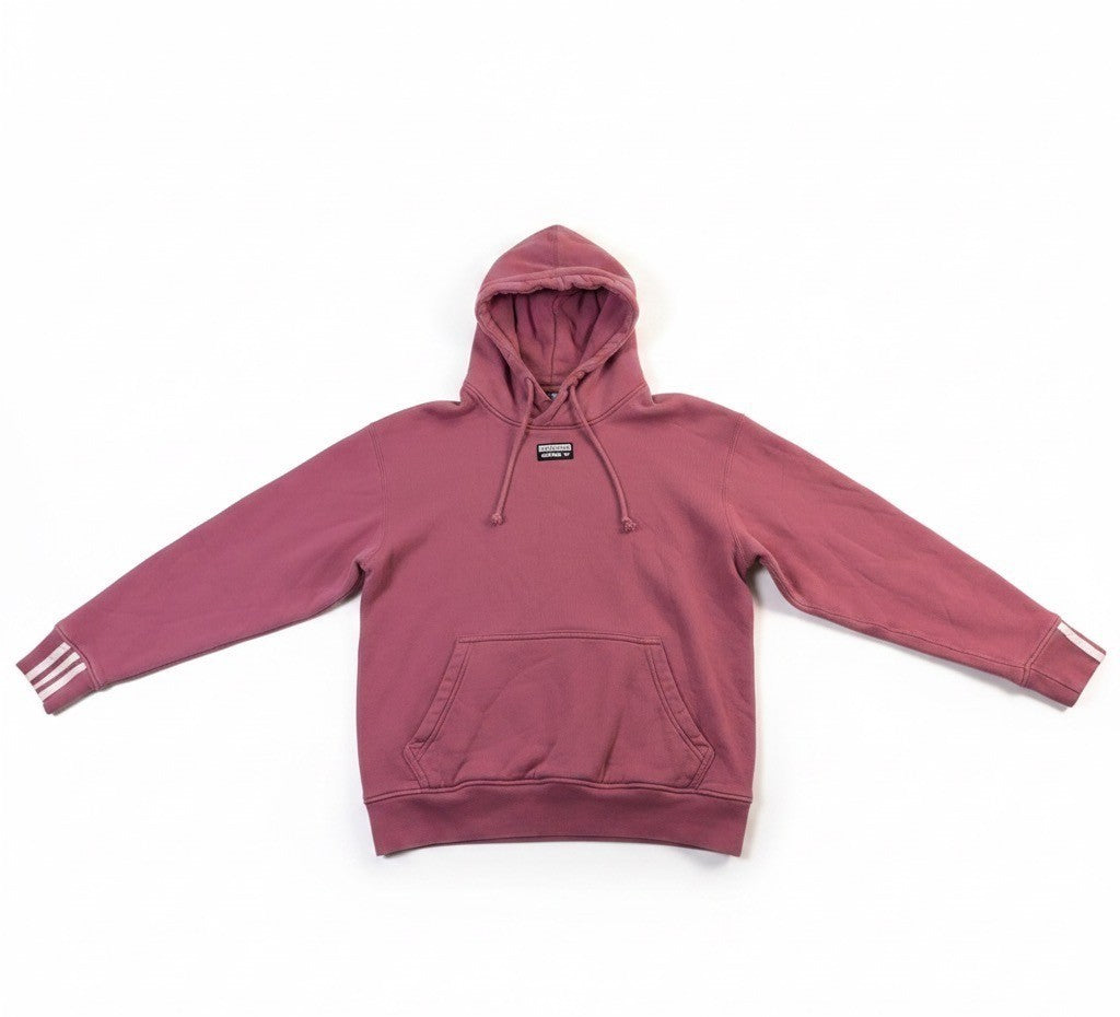 Adidas Mens Burgundy Pullover Hoodie Classic Design With Front Pocket Size S