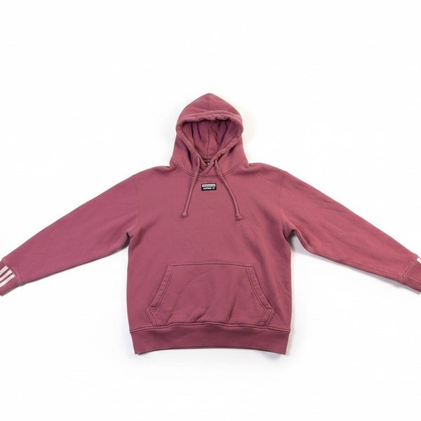 Adidas Mens Burgundy Pullover Hoodie Classic Design With Front Pocket Size S