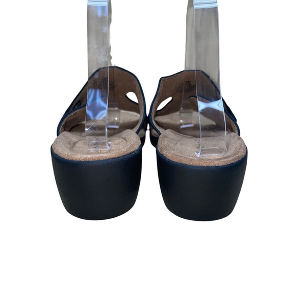 Easy Spirit Women’s Black Cushioned Footbed Kaitrin Wedge Sandals Size 10M