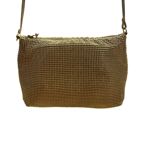 Whiting & Davis Women’s Gold Mesh With Adjustable Strap Crossbody Evening Bag