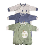 Chamie Toddler Boy's Blue White and Green Toddler Jumpsuit Set Sz 0M