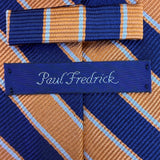 Paul Fredrick Mens Navy & Gold 100% Italian Silk Striped Hand-Tailored Tie