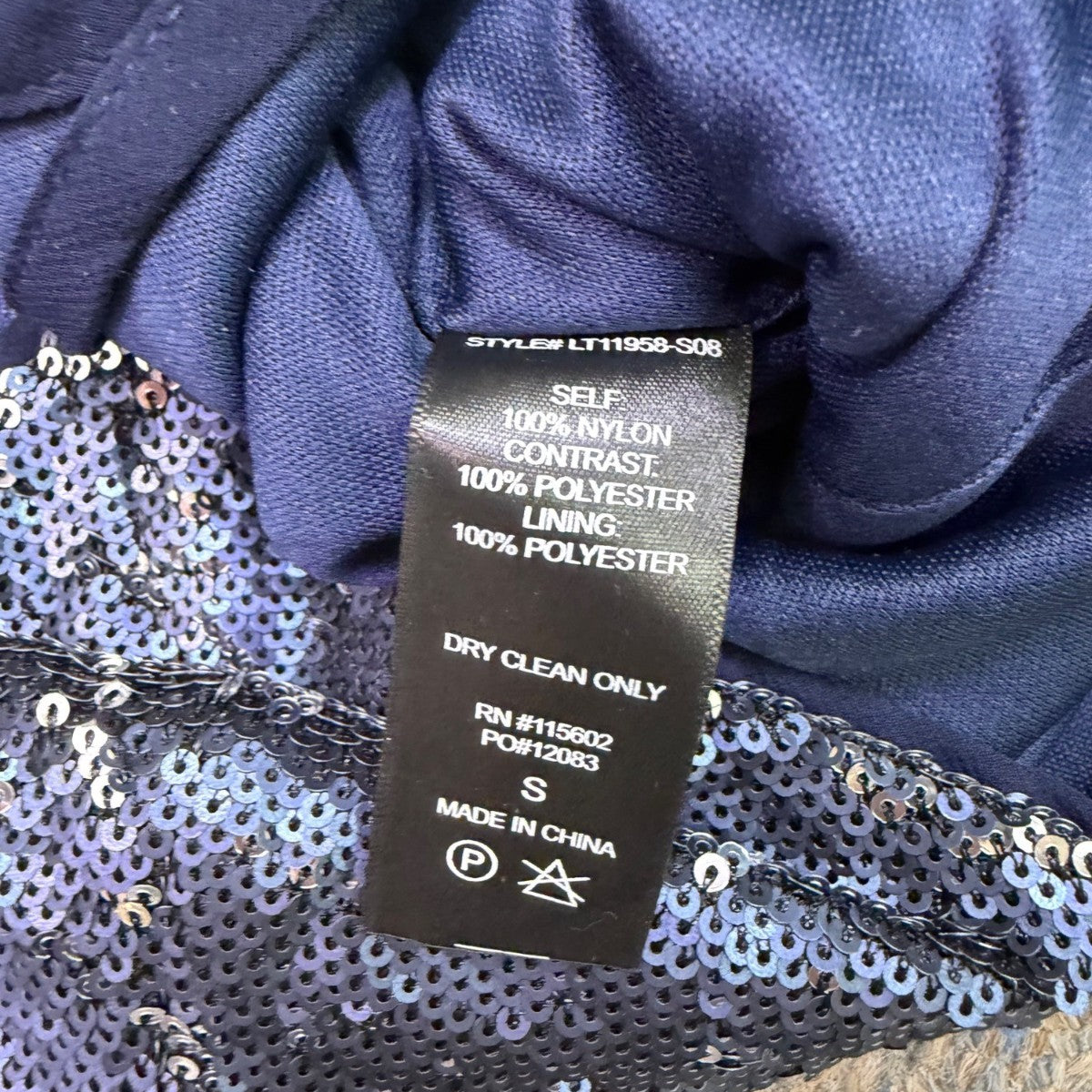 Lush Womens Navy Blue Sequin Crop Top Adjustable Straps Polyester/Nylon Size S