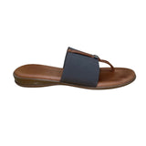 Andre Assous Women’s Brown Leather & Gray Elastic Strap Slip-On Sandals Size 6