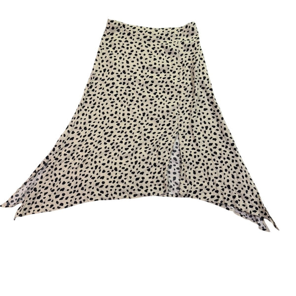 Olivia Grey Womens Black/Beige Animal Print Asymmetric Midi Skirt Sz L