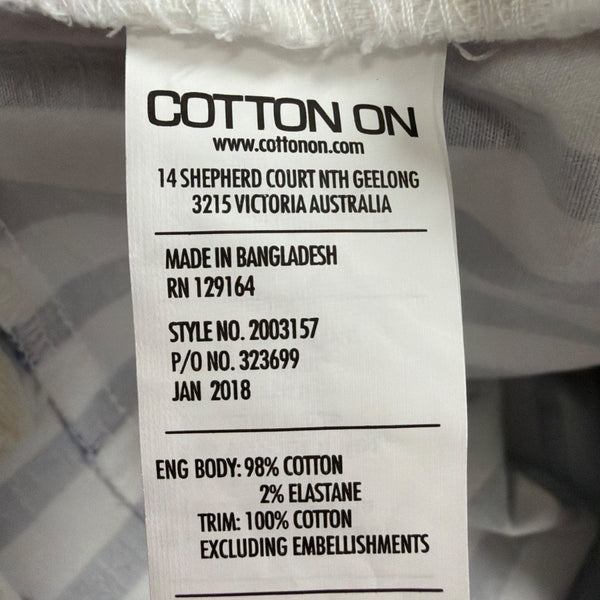 Cotton On Womens Blue & White Striped Cotton Blend High-Rise Casual Shorts Sz 10