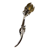 Flower Stem Brooch Gold Tone Metal Pin Floral Design Elegant Vintage