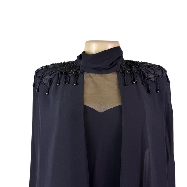 Ursula Womens Black Polyester Beaded Capelet Formal Dress Elegant Design Size 8P