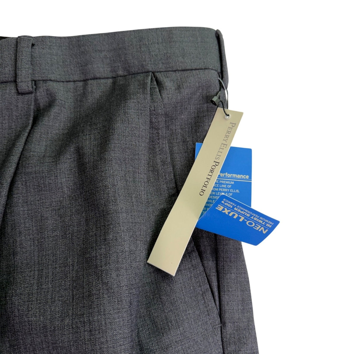 Perry Ellis Portfolio Mens Charcoal Dress Pants Pleated Cuffed Size 42/30 - New