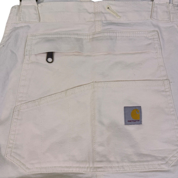 Carhartt Womens White Canvas Rugged Flex Bib Overalls Loose Fit Sz XL (16-18)