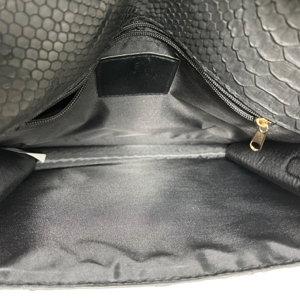 Elizabeth Grant Black Crossbody Purse Python Print Gold Chain Strap Sz S - New
