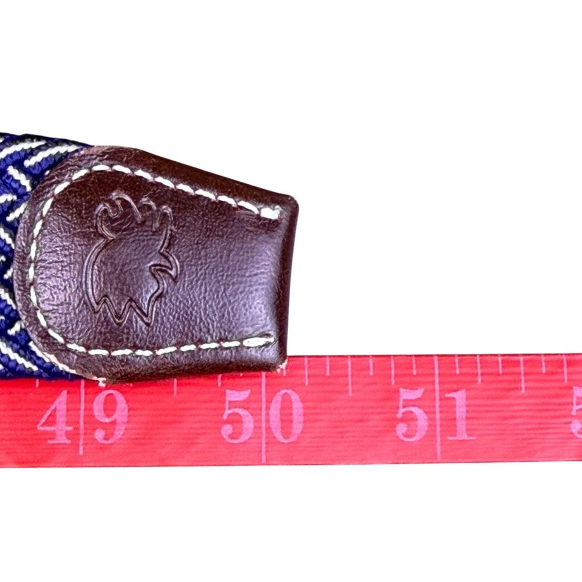 Roostas Mens Navy Woven Stretch Belt With Leather Accents Large Polyester-Rubber
