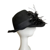 Nordstrom  Black Wool With Feather & Sequin Detail Womens Cloche Hat