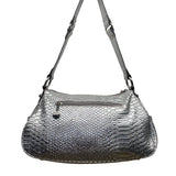 Kathy Women’s Silver Faux Snakeskin With Gemstone Embellishments Shoulder Bag