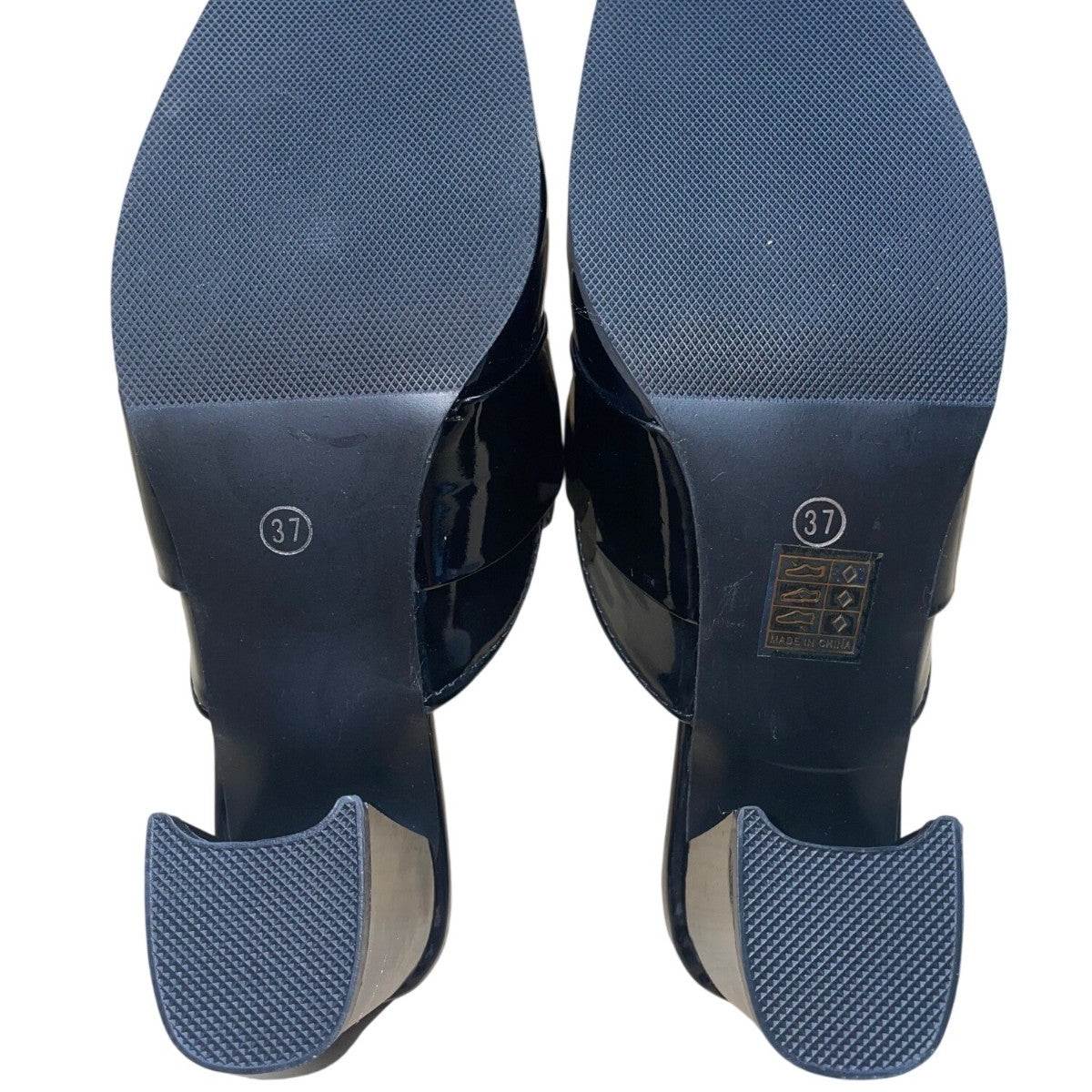 Starcate Women’s Black Patent & Silver Buckle Block Heel Slip-On Mules Size 37