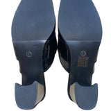Starcate Women’s Black Patent & Silver Buckle Block Heel Slip-On Mules Size 37