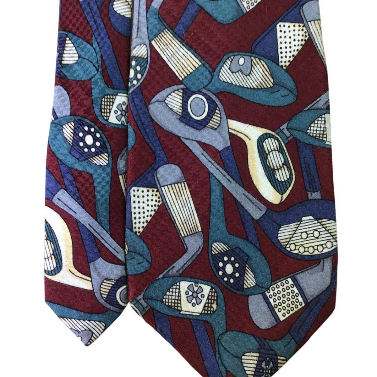 St. Andrews Golf Collection Mens Burgundy All Silk Golf Themed Neck Tie