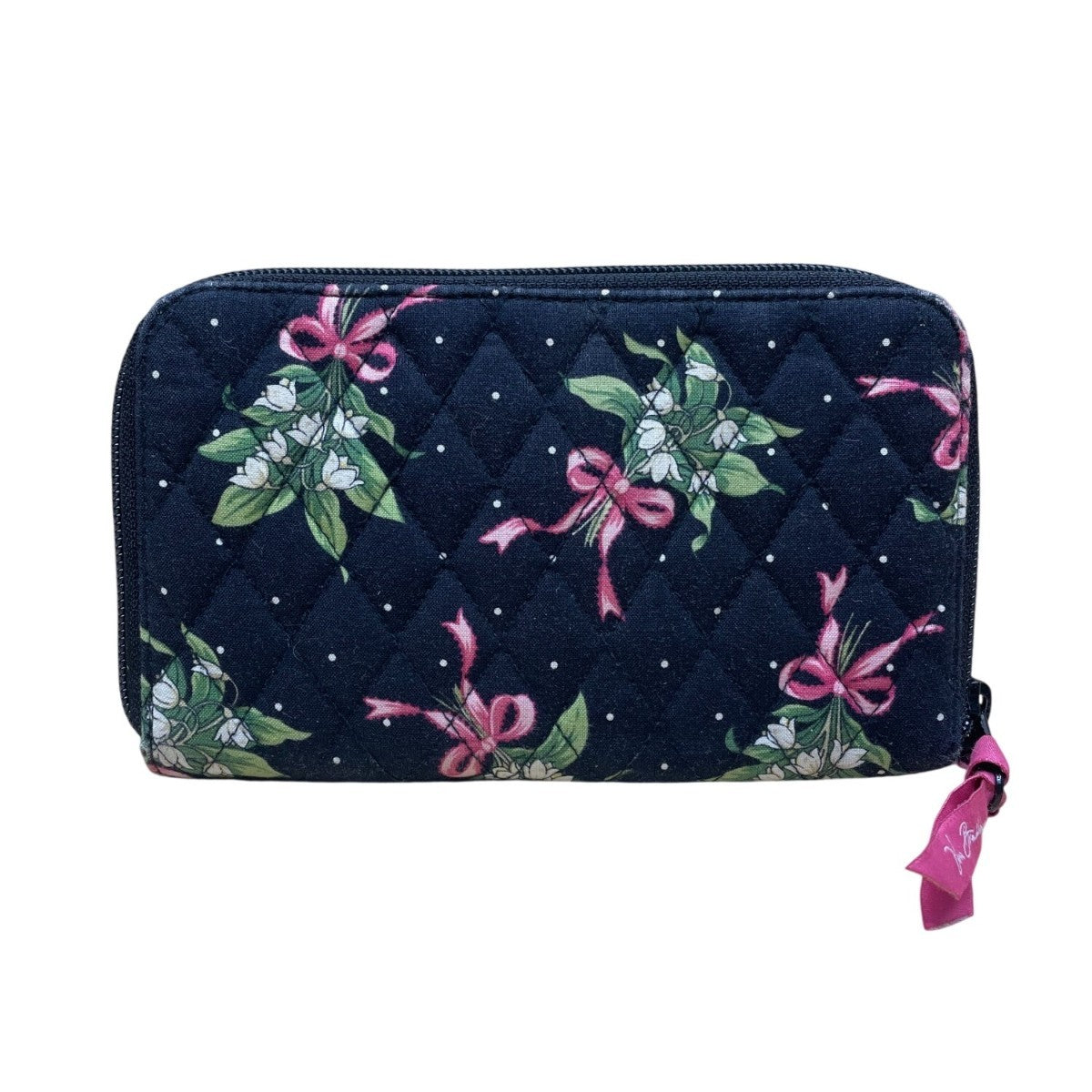 Vera Bradley Women’s Black Floral Quilted Wallet Zipper Closure & Card Slots