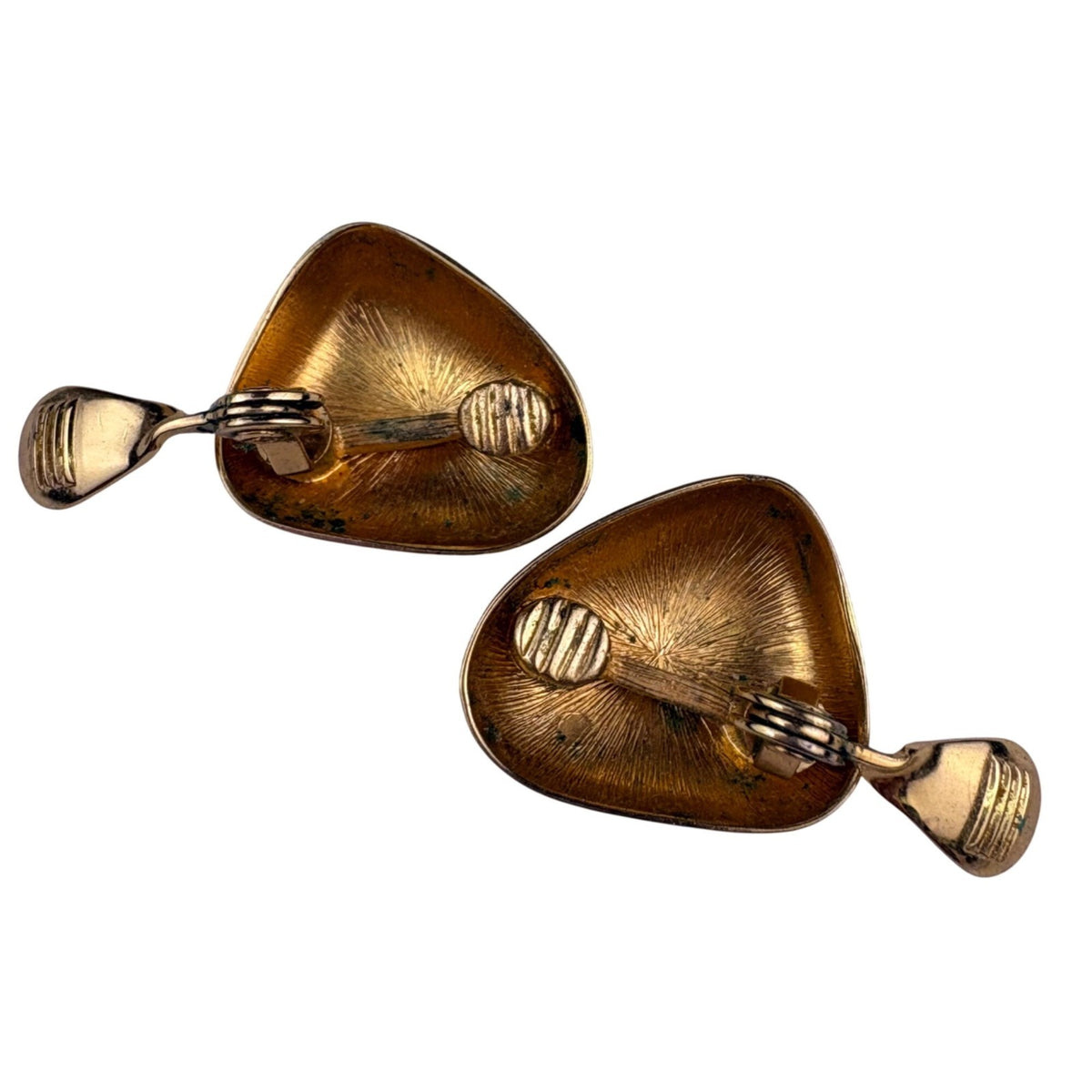 Vintage Monet Womens Gold Tone Clip-On Earrings Retro Abstract Design