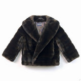 Garfinckels Womens Brown Faux Fur Coat Washington Elegant Warm Vintage Jacket