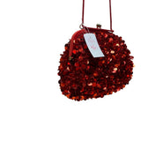 Lord & Taylor Women’s Red Sequins Evening Bag With Chain Strap & Satin Interior