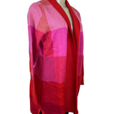 Isaac Mizrahi Live Open Front Cardigan Sweater Womens Pink & Red Knit Size S