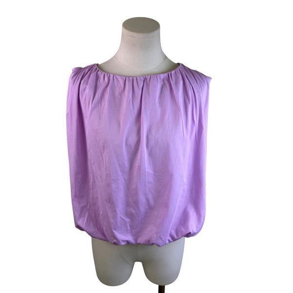 Loft Womens Purple Cotton Sleeveless Blouse With Elastic Hem Lightweight Size L