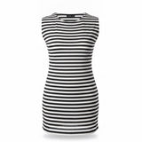 J.Crew Womens Black & White Striped Cotton Sleeveless Dress Crew Neck Sz XXS